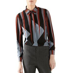 Gucci PF/15 Dusty Avio Triangle-Print Silk Shirt